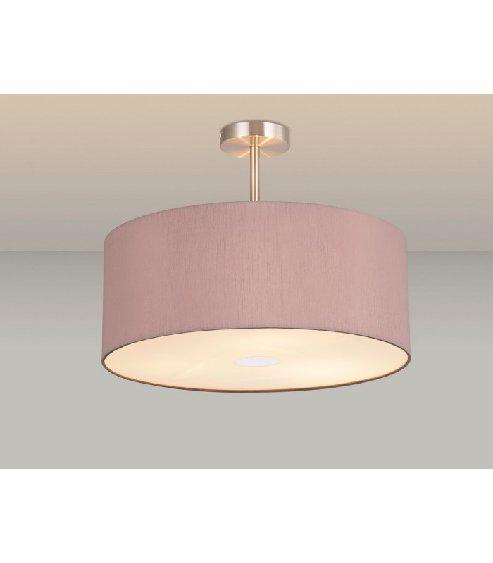 Baymont Satin Nickel 3 Light E27 Semi Flush With 50cm x 20cm Dual Faux Silk Shade Taupe/Halo Gold-2