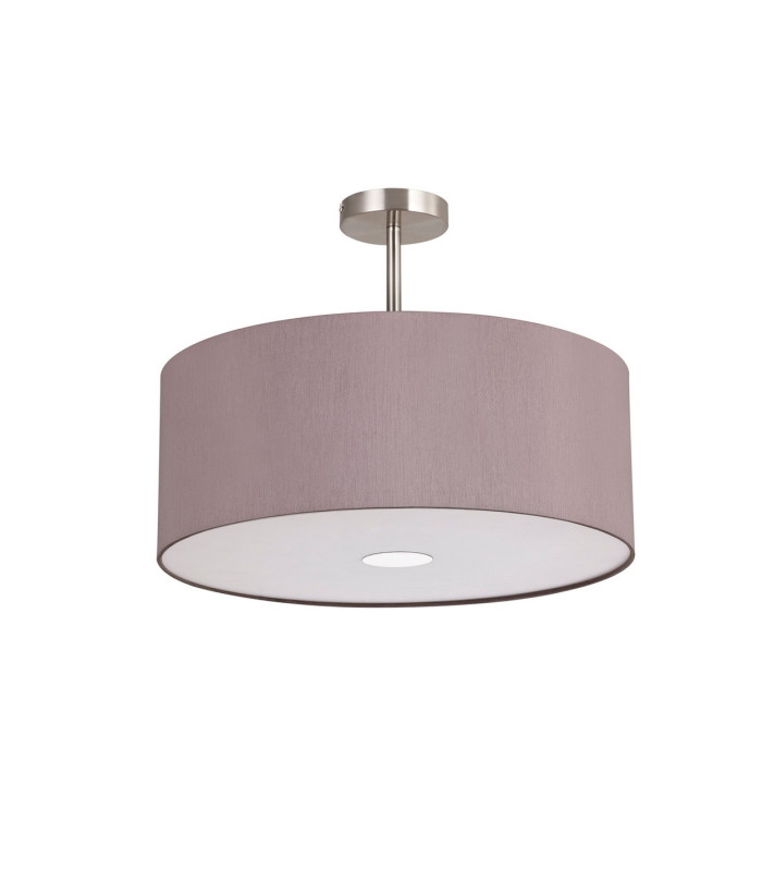 Baymont Satin Nickel 3 Light E27 Semi Flush With 50cm x 20cm Dual Faux Silk Shade Taupe/Halo Gold-4