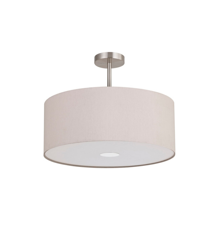 Baymont Satin Nickel 3 Light E27 Semi Flush With 50cm x 20cm Dual Faux Silk Shade Nude Beige/Moonlight-8