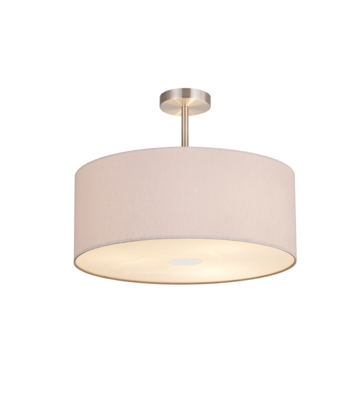 Baymont Satin Nickel 3 Light E27 Semi Flush With 50cm x 20cm Dual Faux Silk Shade Nude Beige/Moonlight-9