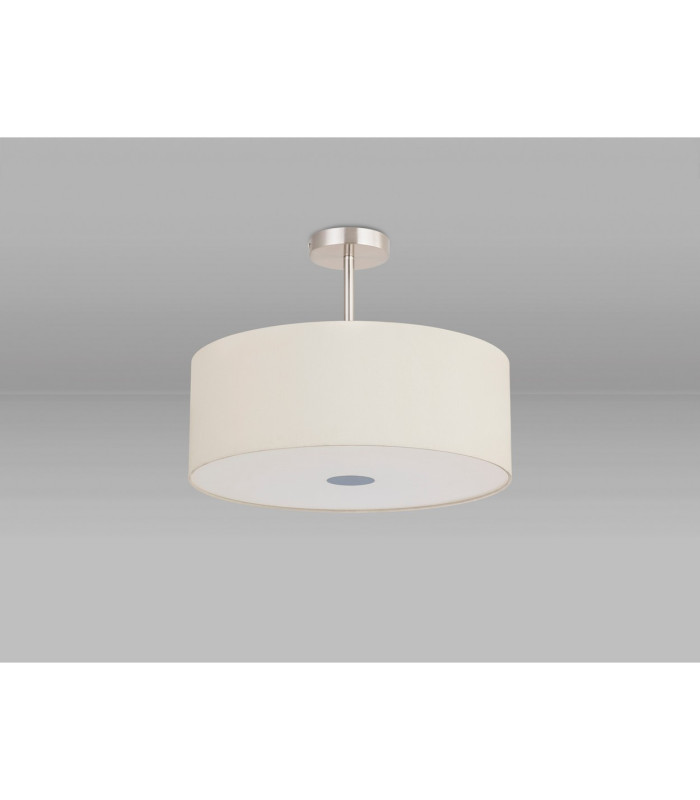 Baymont Satin Nickel 3 Light E27 Semi Flush With 50cm x 20cm Faux Silk Shade Ivory Pearl/White Laminate-13