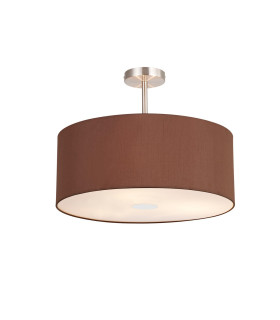 Baymont Satin Nickel 3 Light E27 Semi Flush With 50cm x 20cm Dual Faux Silk Shade Cocoa/Grecian Bronze-1