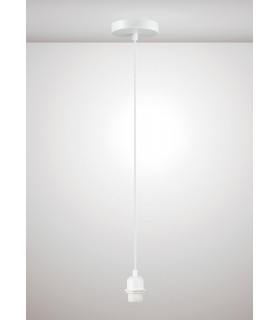 1.5m Suspension Kit 1 Light White, White Cable, E27 Max 60W, c, w Ceiling Bracket - 2