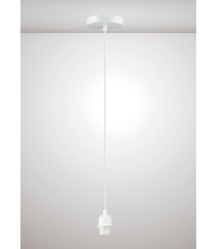 1.5m Suspension Kit 1 Light White, White Cable, E27 Max 60W, c, w Ceiling Bracket - 2