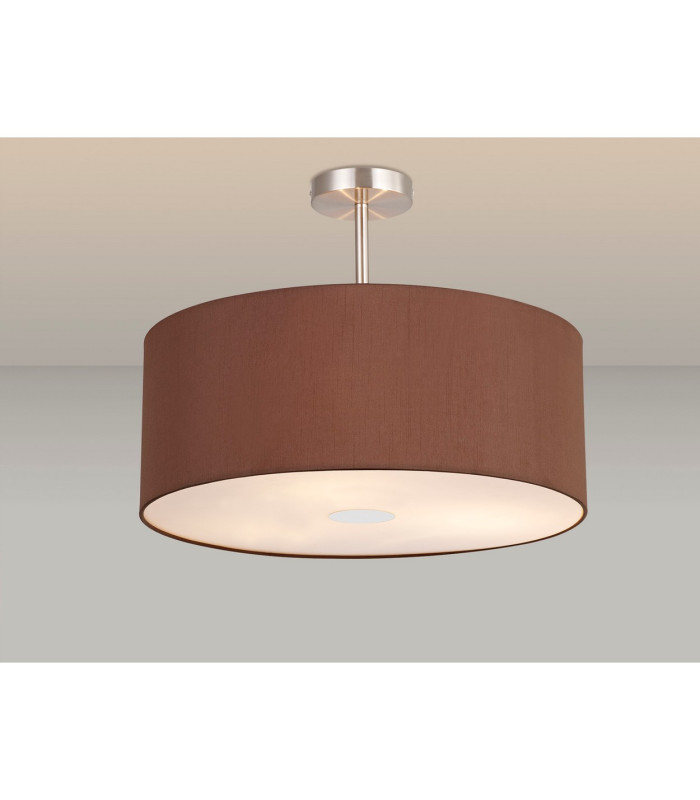 Baymont Satin Nickel 3 Light E27 Semi Flush With 50cm x 20cm Dual Faux Silk Shade Cocoa/Grecian Bronze-2