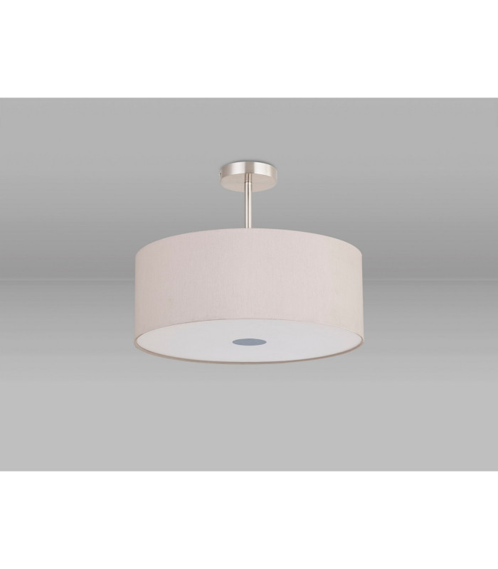 Baymont Satin Nickel 3 Light E27 Semi Flush With 50cm x 20cm Dual Faux Silk Shade Nude Beige/Moonlight-15