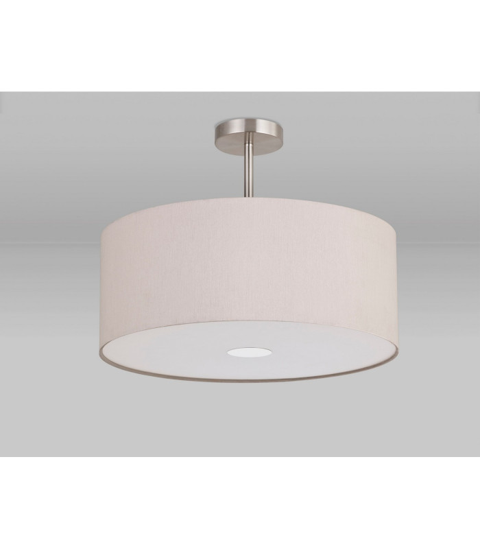 Baymont Satin Nickel 3 Light E27 Semi Flush With 50cm x 20cm Dual Faux Silk Shade Nude Beige/Moonlight-16