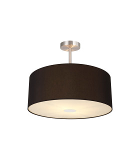 Baymont Satin Nickel 3 Light E27 Semi Flush With 50cm x 20cm Dual Faux Silk Shade Black/Green Olive-1