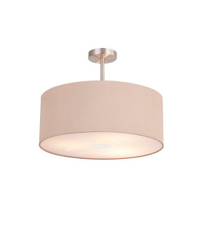 Baymont Satin Nickel 3 Light E27 Semi Flush With 50cm x 20cm Dual Faux Silk Shade Antique Gold/Ruby-1