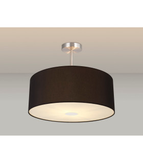Baymont Satin Nickel 3 Light E27 Semi Flush With 50cm x 20cm Dual Faux Silk Shade Black/Green Olive-2