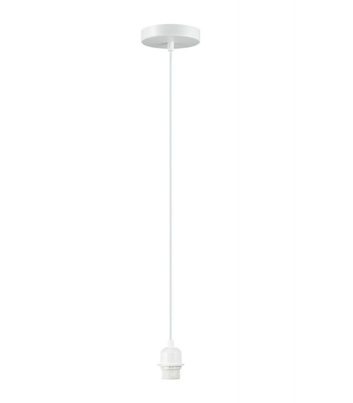 1.5m Suspension Kit 1 Light White, White Cable, E27 Max 60W, c, w Ceiling Bracket - 4