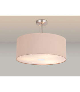 Baymont Satin Nickel 3 Light E27 Semi Flush With 50cm x 20cm Dual Faux Silk Shade Antique Gold/Ruby-2