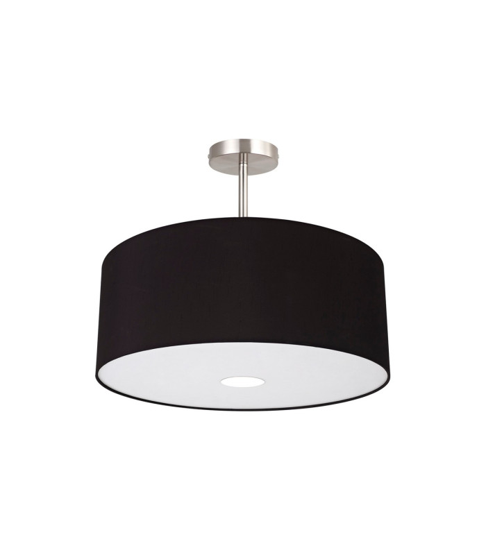 Baymont Satin Nickel 3 Light E27 Semi Flush With 50cm x 20cm Dual Faux Silk Shade Black/Green Olive-4