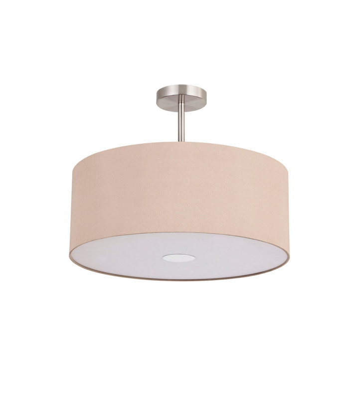 Baymont Satin Nickel 3 Light E27 Semi Flush With 50cm x 20cm Dual Faux Silk Shade Antique Gold/Ruby-4