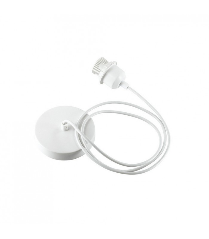 1.5m Suspension Kit 1 Light White, White Cable, E27 Max 60W, c, w Ceiling Bracket - 6