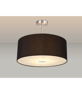 Baymont Satin Nickel 3 Light E27 Semi Flush With 50cm x 20cm Faux Silk Shade Black/White Laminate-2