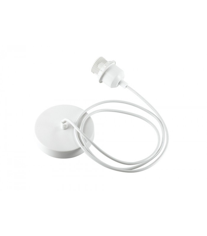 1.5m Suspension Kit 1 Light White, White Cable, E27 Max 60W, c, w Ceiling Bracket - 7