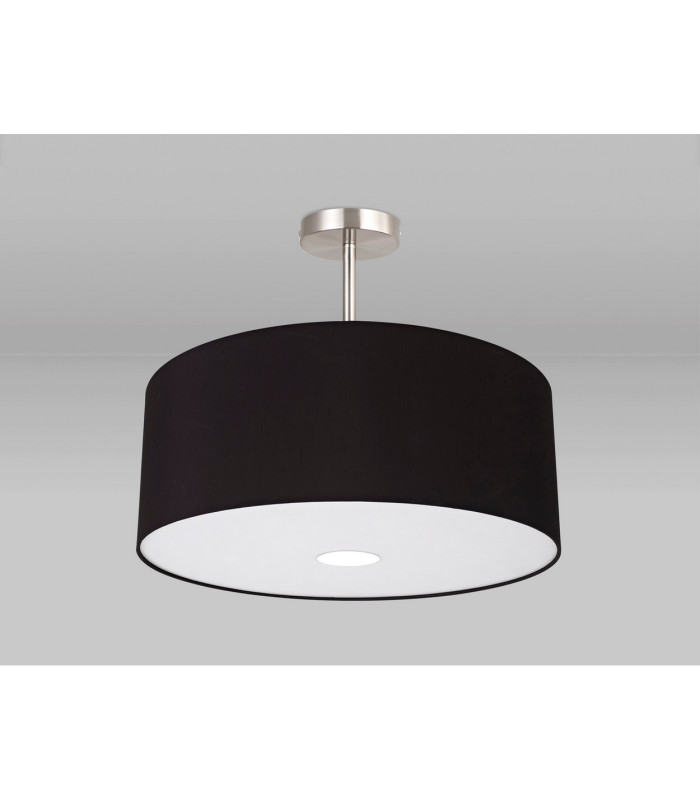 Baymont Satin Nickel 3 Light E27 Semi Flush With 50cm x 20cm Dual Faux Silk Shade Black/Green Olive-13