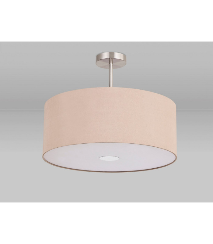 Baymont Satin Nickel 3 Light E27 Semi Flush With 50cm x 20cm Dual Faux Silk Shade Antique Gold/Ruby-13