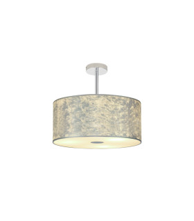 Baymont Polished Chrome 3 Light E27 Semi Flush Fixture With 50cm x 20cm Silver Leaf Shade-1