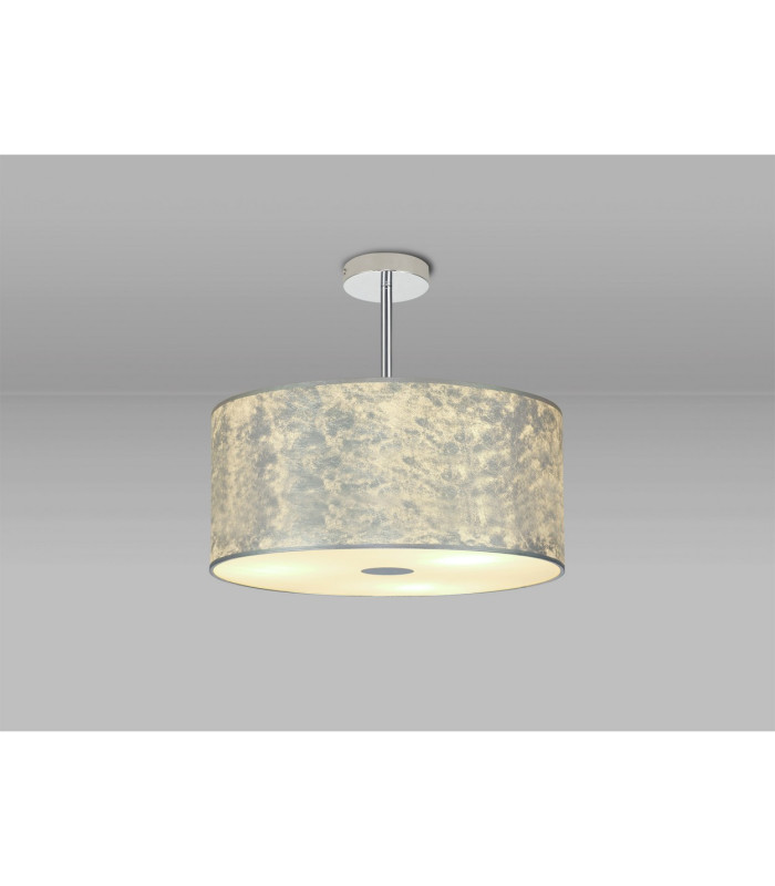 Baymont Polished Chrome 3 Light E27 Semi Flush Fixture With 50cm x 20cm Silver Leaf Shade-2