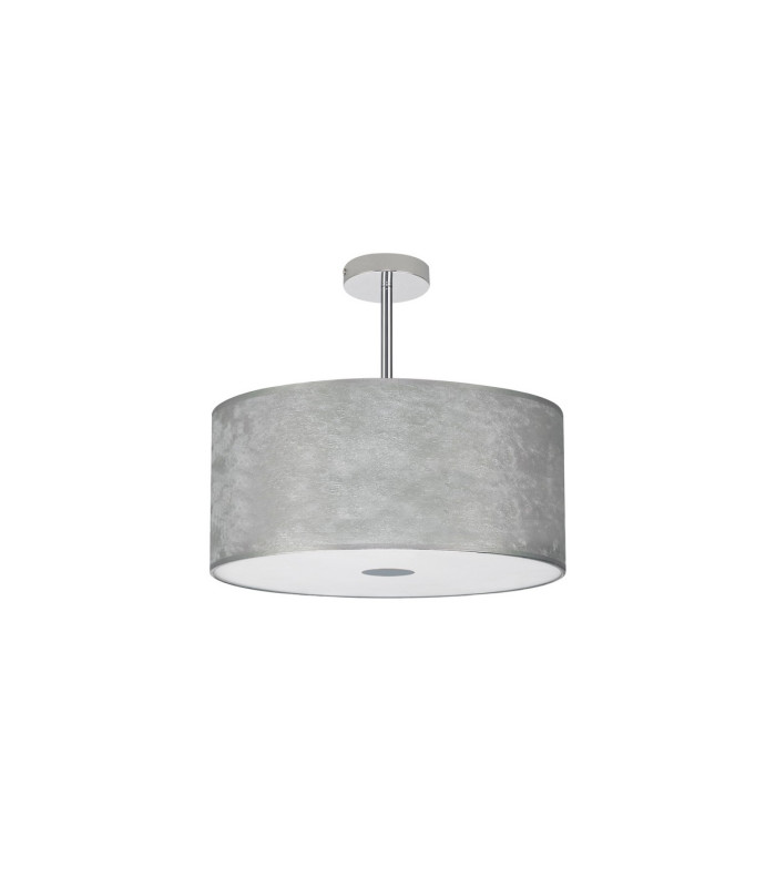 Baymont Polished Chrome 3 Light E27 Semi Flush Fixture With 50cm x 20cm Silver Leaf Shade-4