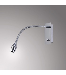 LED Oval Head Wall Reading Lamp with Flexible Arm, Switch On Base, Polished Chrome - 2