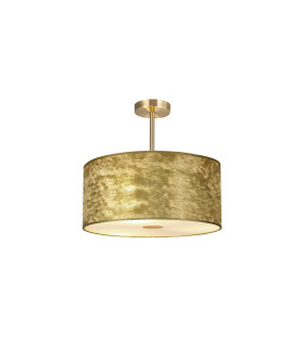 Baymont Antique Brass 3 Light E27 Semi Flush Fixture With 50cm x 20cm Gold Leaf Shade-1