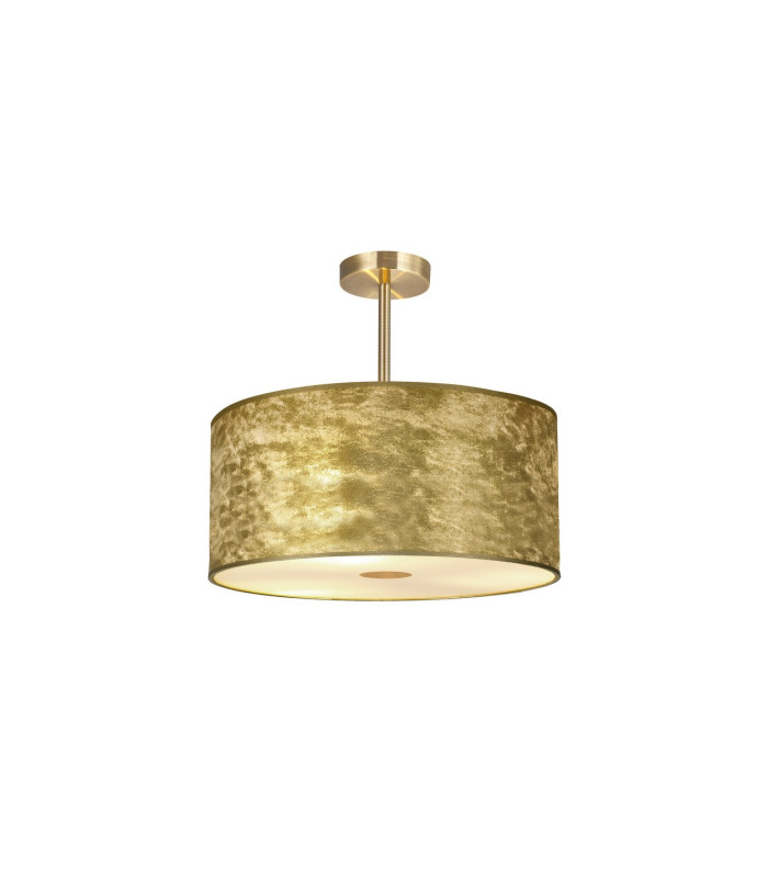 Baymont Antique Brass 3 Light E27 Semi Flush Fixture With 50cm x 20cm Gold Leaf Shade-1