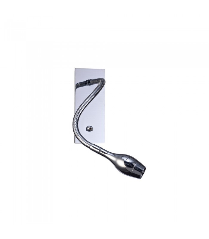 LED Oval Head Wall Reading Lamp with Flexible Arm, Switch On Base, Polished Chrome - 4