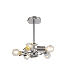Baymont 28cm Polished Chrome 5 Light E27 Universal Semi Flush Fixture Suitable For A Vast Selection Of Shades-1