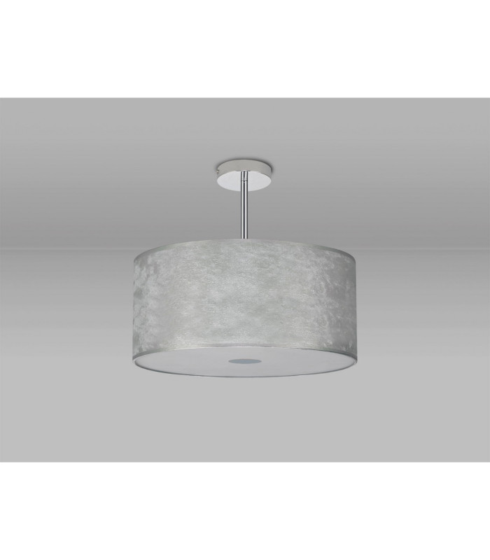 Baymont Polished Chrome 3 Light E27 Semi Flush Fixture With 50cm x 20cm Silver Leaf Shade-13