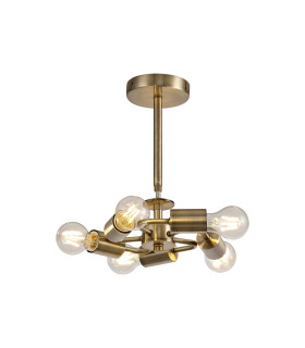 Baymont 28cm Antique Brass 5 Light E27 Universal Semi Flush Fixture Suitable For A Vast Selection Of Shades-1