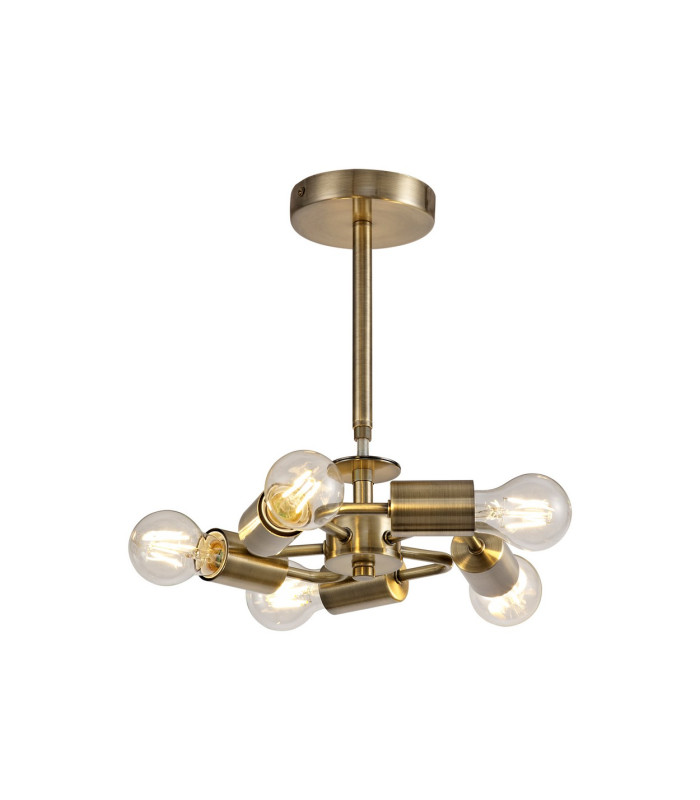 Baymont 28cm Antique Brass 5 Light E27 Universal Semi Flush Fixture Suitable For A Vast Selection Of Shades-1