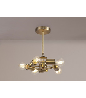 Baymont 28cm Antique Brass 5 Light E27 Universal Semi Flush Fixture Suitable For A Vast Selection Of Shades-2