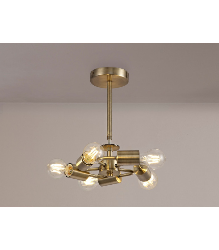 Baymont 28cm Antique Brass 5 Light E27 Universal Semi Flush Fixture Suitable For A Vast Selection Of Shades-2