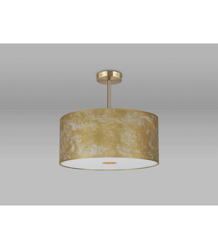 Baymont Antique Brass 3 Light E27 Semi Flush Fixture With 50cm x 20cm Gold Leaf Shade-13