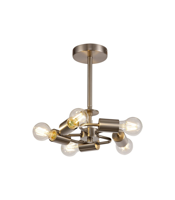 Baymont 28cm Satin Nickel 5 Light E27 Universal Semi Flush Fixture Suitable For A Vast Selection Of Shades-1