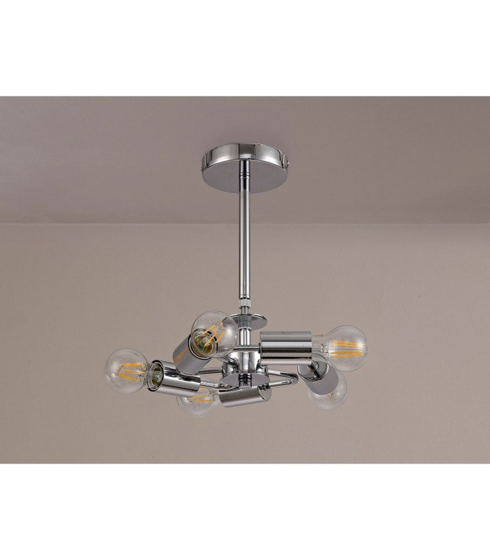 Baymont 28cm Polished Chrome 5 Light E27 Universal Semi Flush Fixture Suitable For A Vast Selection Of Shades-10