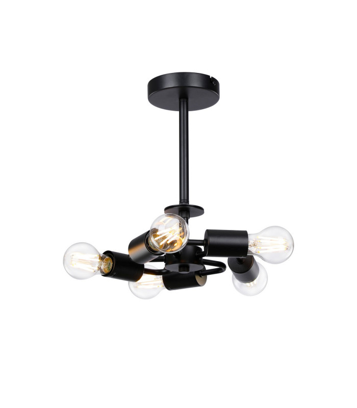 Baymont 28cm Satin Black 5 Light E27 Universal Semi Flush Fixture Suitable For A Vast Selection Of Shades-1