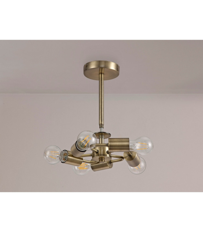 Baymont 28cm Antique Brass 5 Light E27 Universal Semi Flush Fixture Suitable For A Vast Selection Of Shades-10
