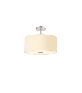 Baymont Polished Chrome 5 Light E27 Drop Flush With 40cm x 18cm Faux Silk Shade Ivory Pearl/White Laminate-1