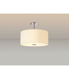 Baymont Polished Chrome 5 Light E27 Drop Flush With 40cm x 18cm Faux Silk Shade Ivory Pearl/White Laminate-2