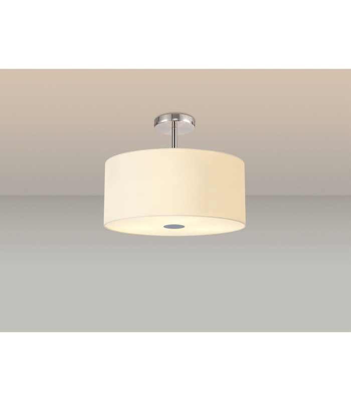 Baymont Polished Chrome 5 Light E27 Drop Flush With 40cm x 18cm Faux Silk Shade Ivory Pearl/White Laminate-2