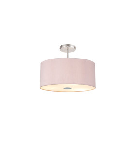 Baymont Polished Chrome 5 Light E27 Drop Flush With 40cm x 18cm Dual Faux Silk Shade Taupe/Halo Gold-1