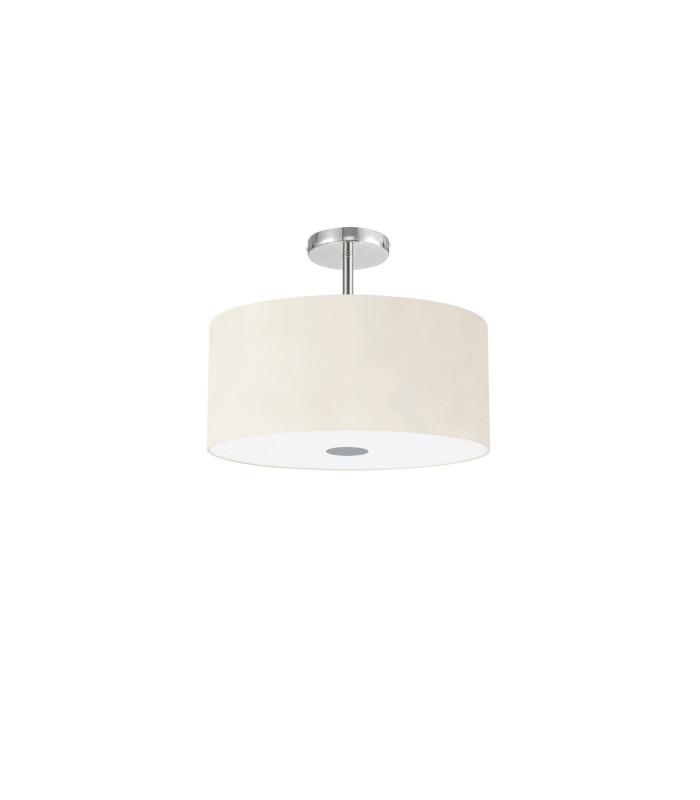 Baymont Polished Chrome 5 Light E27 Drop Flush With 40cm x 18cm Faux Silk Shade Ivory Pearl/White Laminate-4