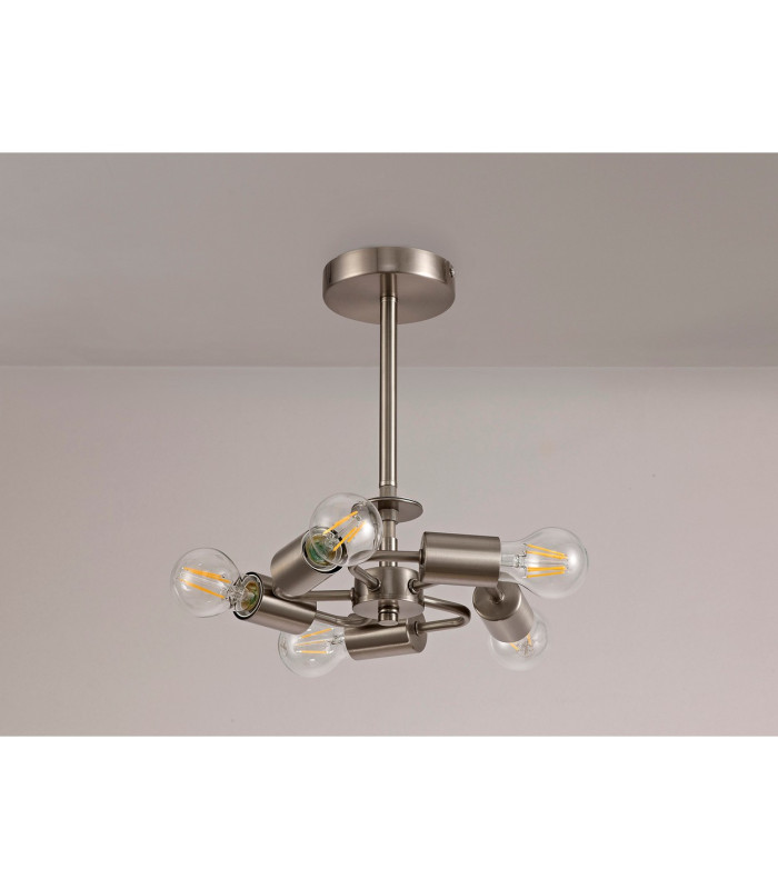 Baymont 28cm Satin Nickel 5 Light E27 Universal Semi Flush Fixture Suitable For A Vast Selection Of Shades-9