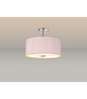 Baymont Polished Chrome 5 Light E27 Drop Flush With 40cm x 18cm Dual Faux Silk Shade Taupe/Halo Gold-2