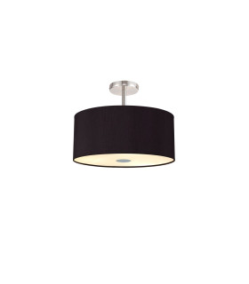 Baymont Polished Chrome 5 Light E27 Drop Flush With 40cm x 18cm Dual Faux Silk Shade Black/Green Olive-1