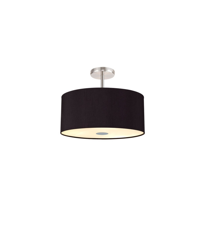 Baymont Polished Chrome 5 Light E27 Drop Flush With 40cm x 18cm Dual Faux Silk Shade Black/Green Olive-1